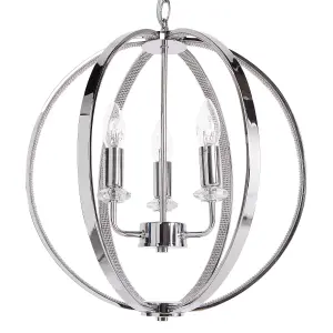 3 Lights Metal Chandelier Silver TENOIRO