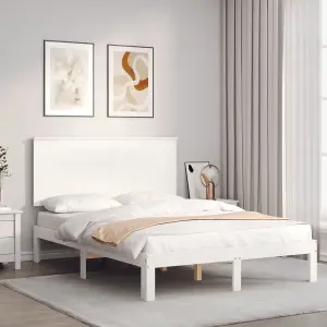 Berkfield Bed Frame with Headboard White 120x200 cm Solid Wood