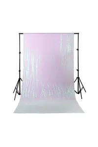 Neel Blue Shiny Fabric Sequin Backdrop Glitter Curtain, Iridescent White - 4ft x 9ft