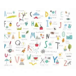 Origin Murals Childrens Alphabet Illustrations Multi Bright Matt Smooth Paste the Wall Mural 300cm Wide X 240cm High