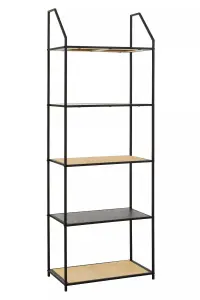 Interiors By Premier Open And Functional Storage Five Tier Shelf Unit, Metal Frame Unit, Sturdy And Durable Wooden Bookshelf