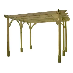 Premium Pergola 6 Posts - Wood - L480 x W720 x H270 cm - Light Green