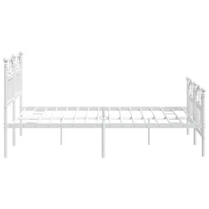 Berkfield Metal Bed Frame with Headboard and Footboard White 150x200 cm