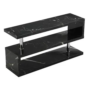 Miami TV Stand Storage Living Room Bedroom, 1200 Wide, S-Shape Design, Media Storage, Milano Marble Effect High Gloss Finish