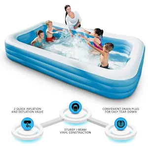 Bestway Rectangular Inflatable Swimming Pool Family Garden Paddling Pool for Summer Fun Large