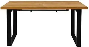 Bern Extendable Oak Dining Table, Large 6-8 Seat Modern Industrial Oak Wood Metal Leg Design, Black/Oak Modern Wooden - Cherry Tree Furniture - Dining