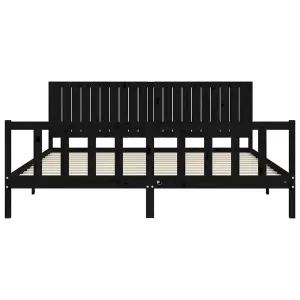 Berkfield Bed Frame with Headboard Black 200x200 cm Solid Wood