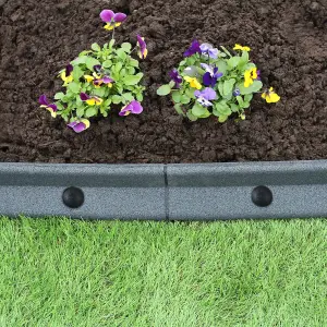 Flexible Lawn Edging Garden Border Grass Pathways Plot Flowerbed Raised Borders Rubber Artificial Grass Grey Pack of 4x1.2m