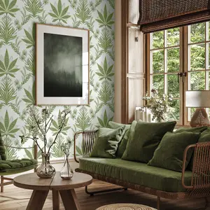 Galerie Mulberry Tree Green Palm Leaf Wallpaper Roll