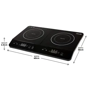 Abode Portable Induction Hob Double Digital with Touch Control 2800W AINDH2003