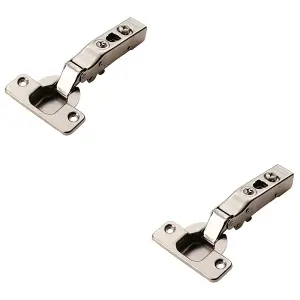 2 PACK - Adjustable Soft Close Cupboard Hinges - Polished Nickel - Half Overlay Cabinet