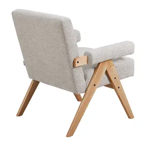 60 x 67 x 83.5cm Beige Linen Upholsteried Armchair with Wooden Legs for Living Room Bedroom