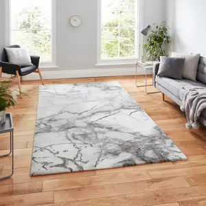 Ivory Silver Abstract Modern Easy to clean Rug for Dining Room Bed Room and Living Room-200cm X 290cm