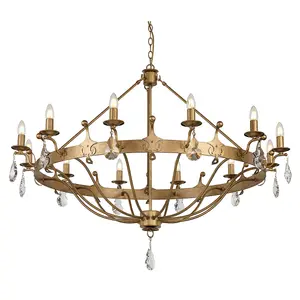 Elstead Windsor 12 Light Pendant Chandelier - Gold Patina