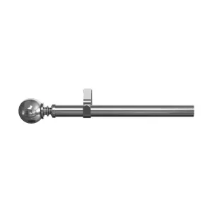 GoodHome Olympe Grey Chrome effect Extendable Ball Single curtain pole set Set, (L)2000mm-3300mm (Dia)28mm