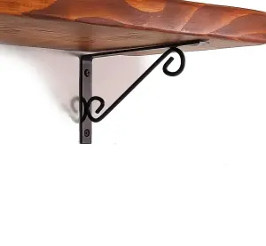 Wooden Rustic Shelf with Bracket WOP Black 170mm 7 inches Teak Length of 80cm