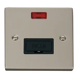 Pearl Nickel 13A Fused Connection Unit With Neon - Black Trim - SE Home