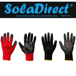 12 Pairs of Work Gloves, Heavy-Duty PU Coated Protective Gloves, Secure & Anti-Slip Grip, Wear Resistant (Black, Small)