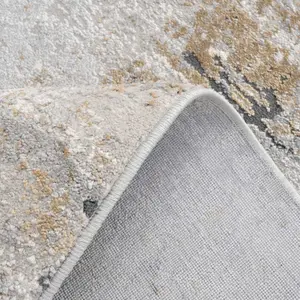 Silver Grey Metallic Distressed Abstract Area Rug 200x290cm