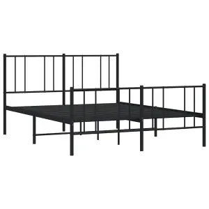 Berkfield Metal Bed Frame with Headboard and Footboard Black 140x200 cm