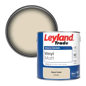 Leyland Trade Vinyl Matt Walls & Ceilings Emulsion Paint Heavy Cream (PPG1098-2) 2.5L