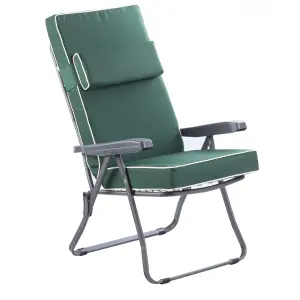 Alfresia Recliner Garden Chair, Charcoal Frame, Green Luxury Cushion