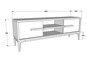 Decorotika Eslem TV Stand, TV Cabinet, TV Unit with Two Shelves and Two Cabinets - Oud Oak Pattern and Black