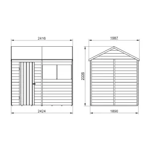 Forest Garden 8x6 ft Reverse apex Wooden Shed with floor & 2 windows - Assembly service included