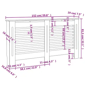 Radiator Cover White 152x19x81.5 cm MDF - Sturdy and Durable