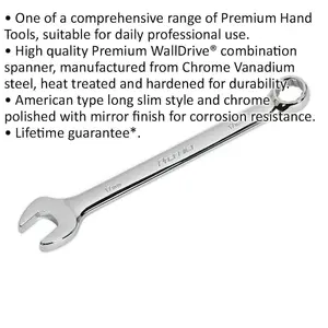 17mm Chrome Vanadium Steel Combination Spanner - Long Slim Design Wrench for Professionals