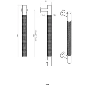 2x Knurled Bar Door Pull Handle 190 x 13mm 160mm Fixing Centres Satin Nickel