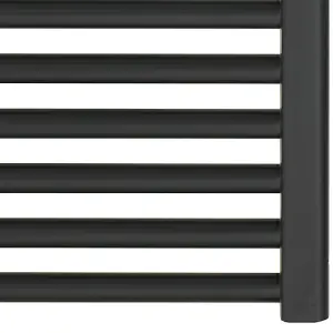 Bray Wifi Dual Fuel Heated Towel Rail With Thermostat, Timer, Straight, Black - W500 x H1500 mm