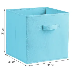 simpa Sky Blue Multi Purpose 31cm Cubic Storage Box Collapsible Organiser Storage Cube Basket Bin