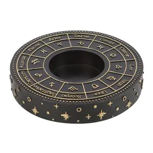 Something Different Astrology Wheel Tealight Holder Black/Gold (One Size)