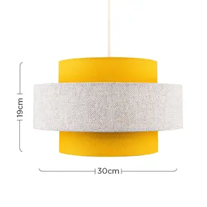 ValueLights Weaver Mustard and Grey Herringbone Modern Ceiling Pendant Light Shade