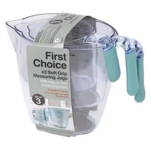 First Choice Measuring Jug Set (Pack of 3) Clear (One Size)