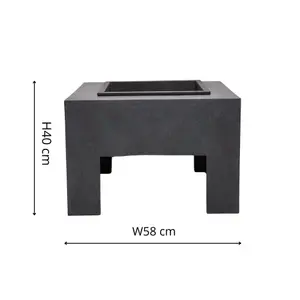 Square Fire Pit & Square Console Granite H40Cm W58Cm