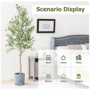 Costway 6FT Artificial Olive Tree 182cm Tall Faux Olive Plants Potted Olive Silk Tree