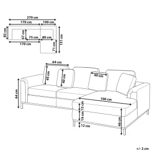 Left-Hand Corner Sofa OSLO Grey Velvet Left Hand