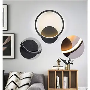 Round Led Wall Light, Warm White 3000K Acrylic Wall Lamp Black