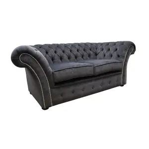 Chesterfield 2 Seater Pimlico Carbon Grey Fabric Sofa Settee Bespoke In Balmoral Style