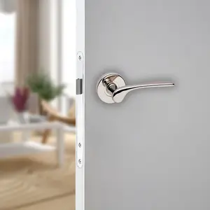 URBNLIVING 105mm Length 12 Pcs Como Metal & Polished Nickel Rose Lever Latch Door Handles Set