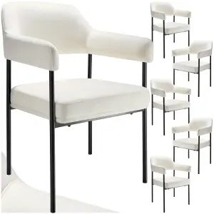 armchair Doé, upholstered, steel legs - Woven fabric off-white/black