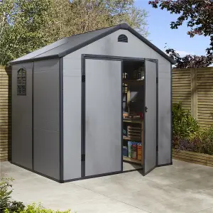 8 x 6 Double Door Apex Plastic Shed (Light Grey)