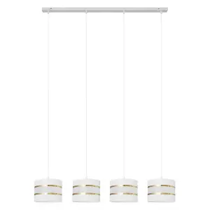 Luminosa Helen Straight Bar Pendant Ceiling Light White, Gold 100cm