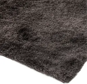 Grey Soft Shaggy Plain Handmade Modern Sparkle Dining Room Bedroom & Living Room Rug-160cm X 230cm