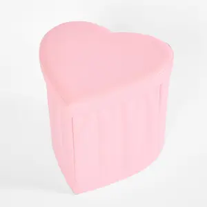 Storage Ottoman Faux Leather Heart Toy Clothing Folding Organiser Box Lid Stool