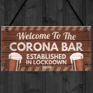 Red Ocean Novelty Corona Bar Sign Funny Quirky Hanging Sign For Home Bar Gifts For Him Man Cave Gifts