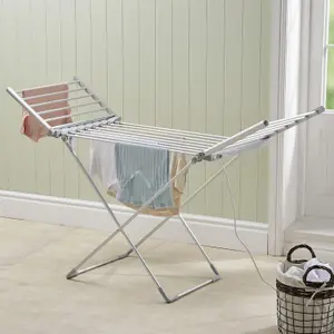 Foldable Winged Electric Laundry Drying Horse Rack - Laundry Drying Horse With Heated Folding Wings - 220W Energy Efficient