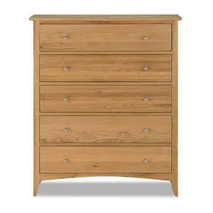 Edward Hopper Oak 5 Drawer Chest of Drawers